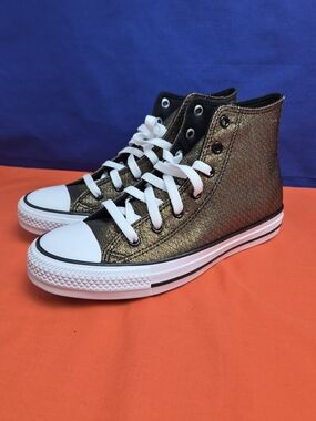 Chuck Taylor All Star Converse Black And Gold Sparkle Big Kids 5